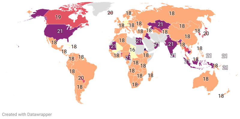 Legal Drinking Age By Country