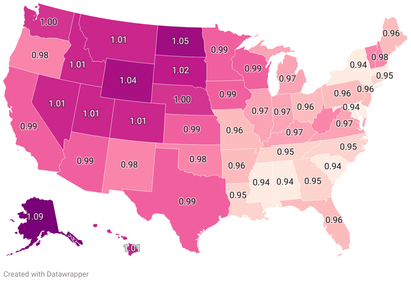 Male To Female Ratio By State