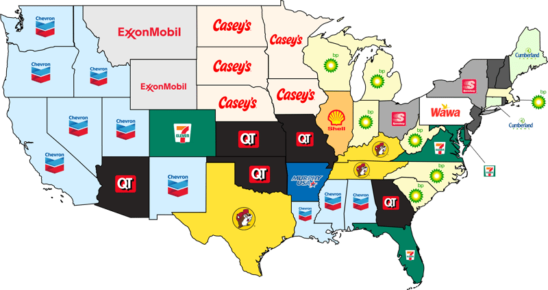 Most Popular Gas Station by State