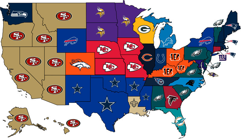 Most Popular NFL Team by State