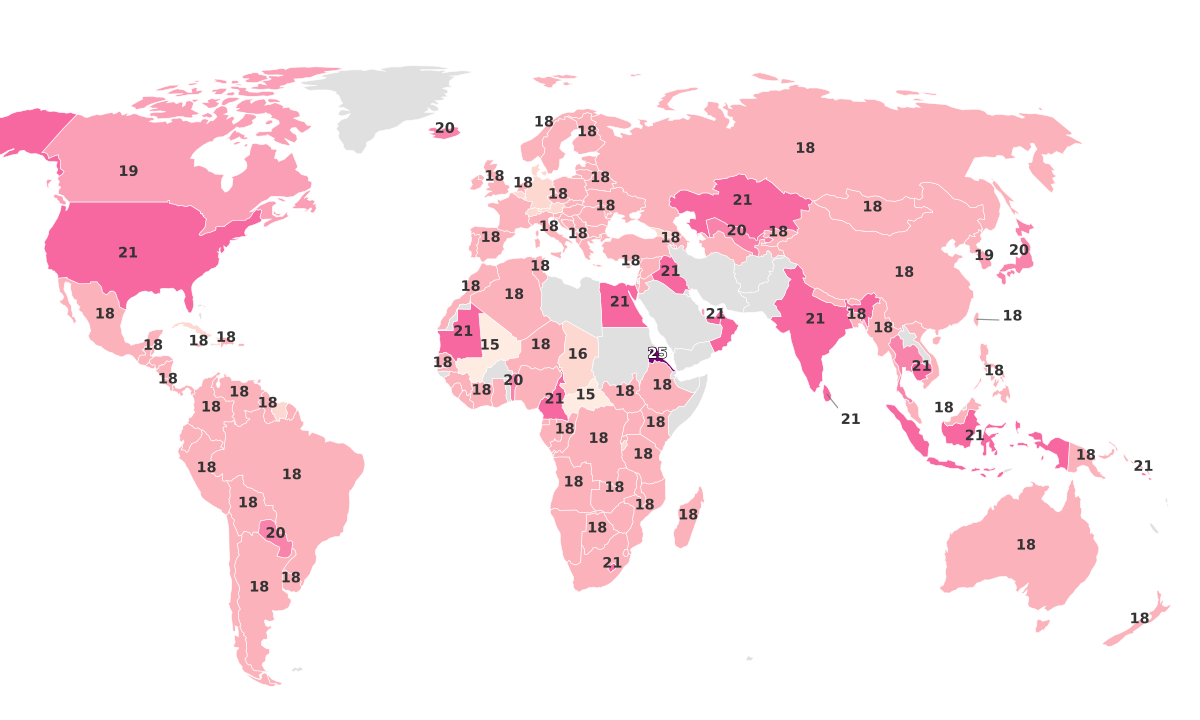 Legal Drinking Age By Country