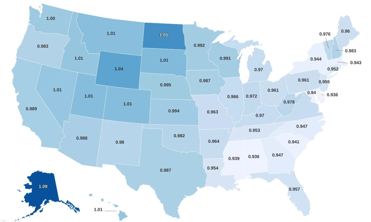 Male To Female Ratio By State