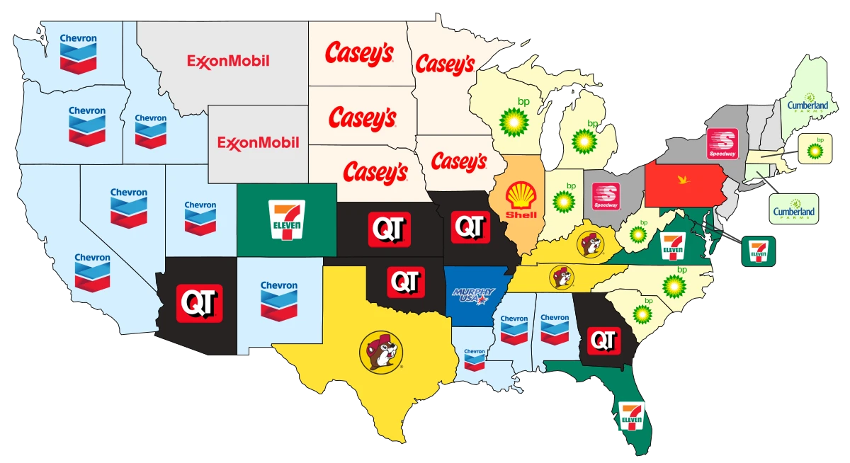 Most Popular Gas Station by State