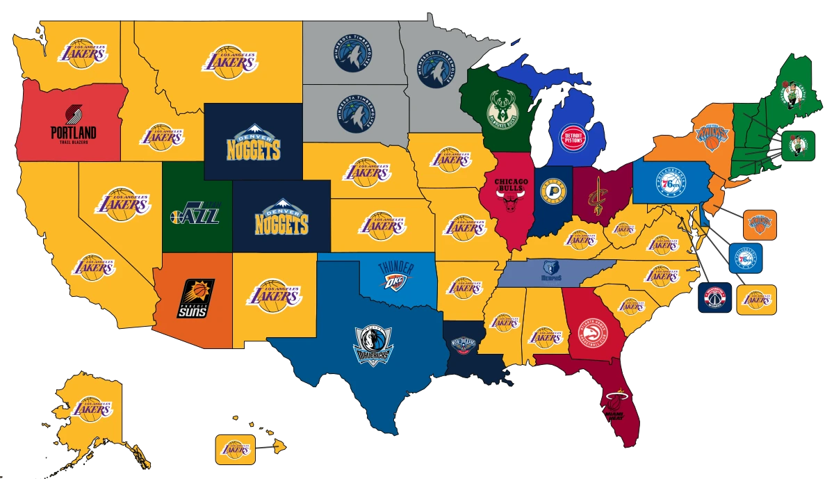 Most Popular NBA Team by State