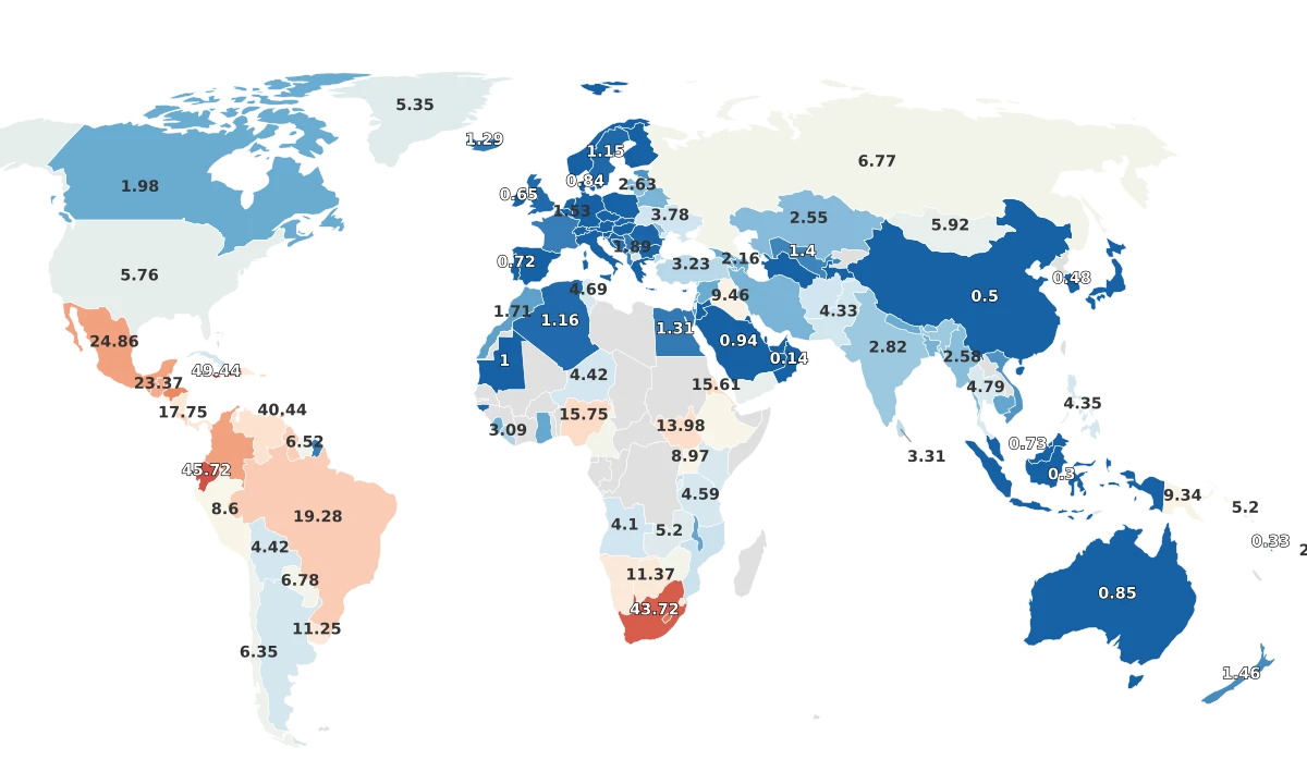 Violent Crime Rates By Country